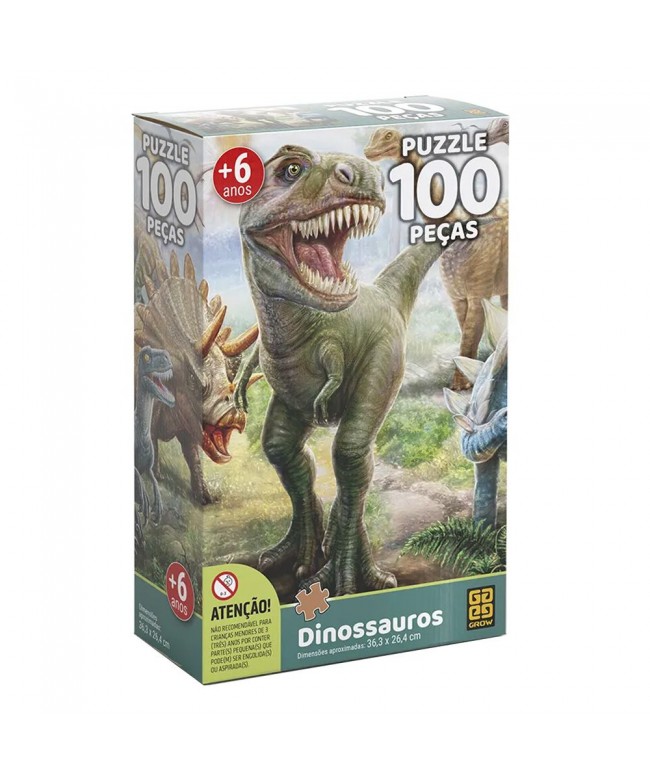 Quebra cabeça 100 peças dinossauros - Grow 02660